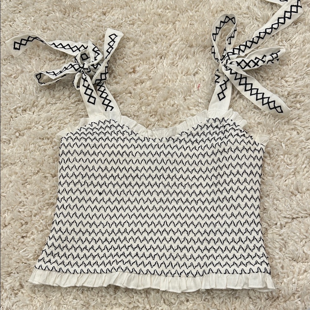 Francesca's Collections Black and White Patterned Camisole
